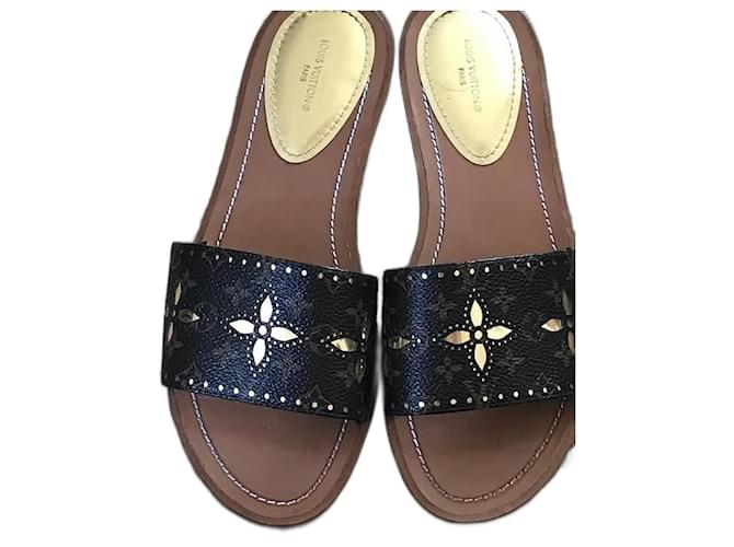 Louis Vuitton Lock It flat mules Brown Golden Leather  ref.1534533