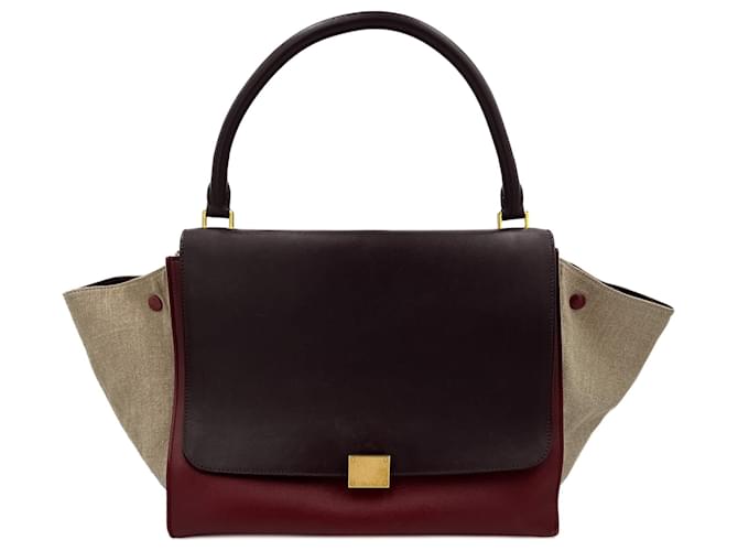 Céline Trapeze Large Leather Top-handle Bag tricolour Dark red  ref.1534543