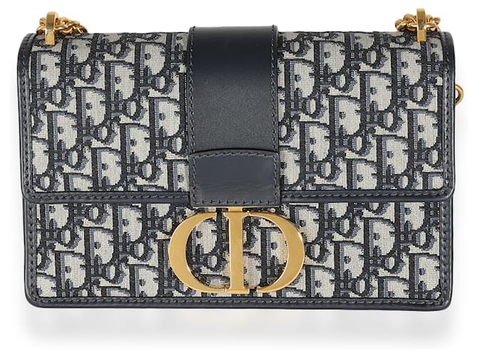 Christian Dior Navy Oblique Jacquard 30 Montaigne Chain Bag Brown Beige Leather  ref.1534566