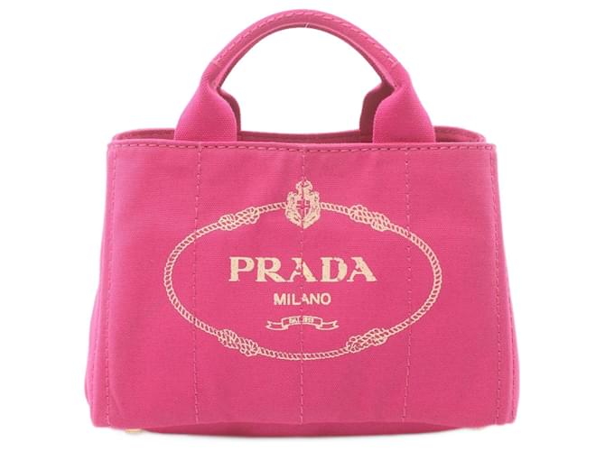 Prada Canapa Tote Tasche Pink Leinwand  ref.1534784