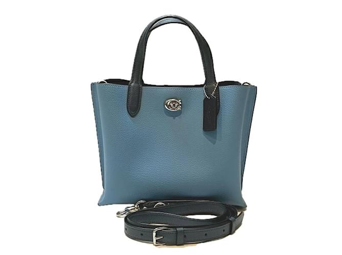 Bolso Coach Willow Tote 24 Azul Cuero  ref.1534796