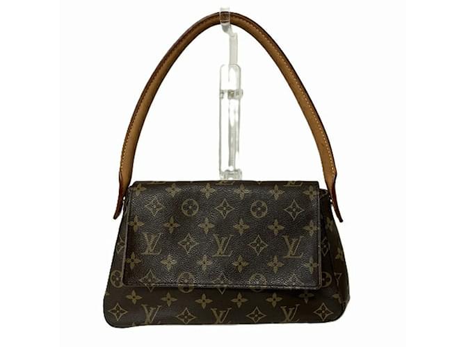 Bolso de mano Mini Looping Monograma Louis Vuitton Castaño Charol  ref.1534802