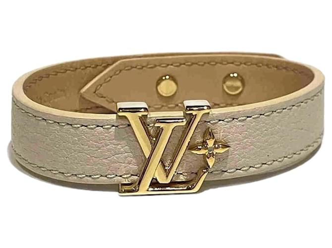 Bracelet Charm Iconique Monogram LV de Louis Vuitton Cuir Plaqué or Gris  ref.1534821