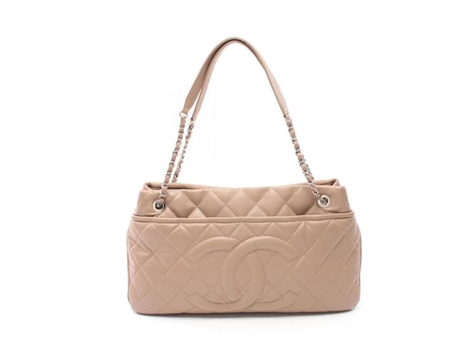 Sac tote Matelassé Chanel en cuir caviar beige  ref.1534851