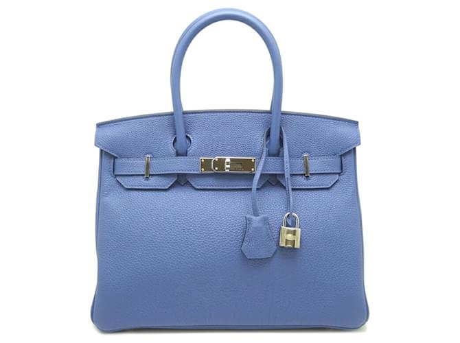 Sac à main Hermès Birkin 30 C tampon 2018 Cuir Bleu  ref.1534875