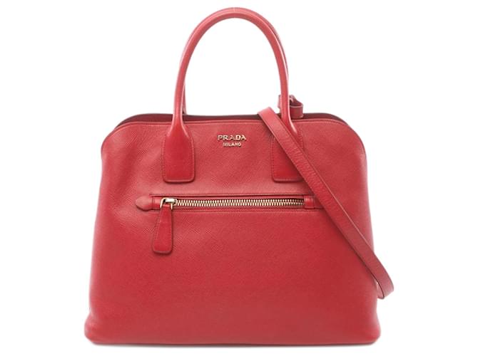 Bolso de mano Prada Saffiano Cuero Roja  ref.1534909