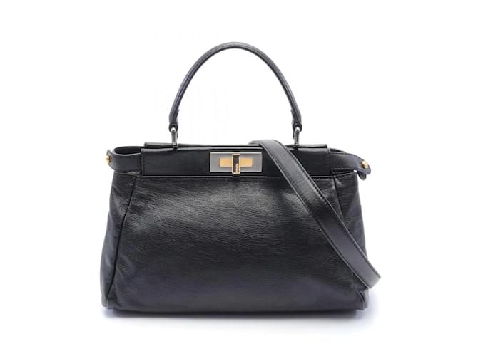 Sac à main Fendi Peekaboo Cuir Noir  ref.1534924