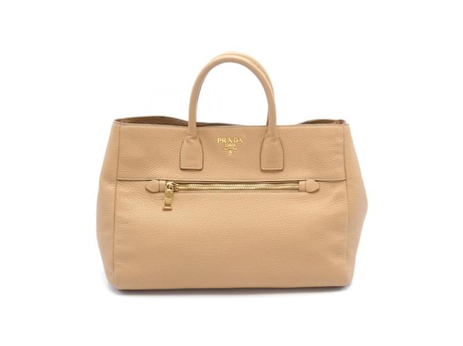 Tote Sac fourre-tout Prada Madras Cuir Beige  ref.1534929