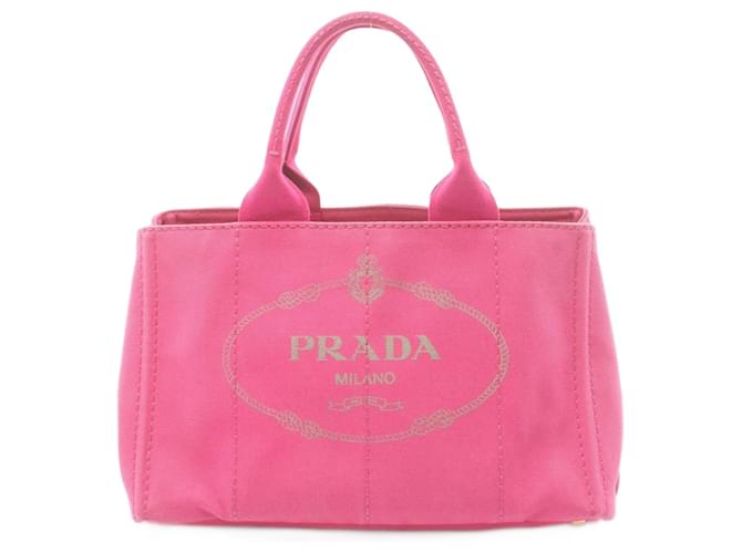 Sac tote Canapa Prada en rose Toile  ref.1534969