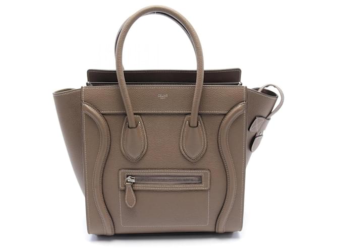 Céline Bolsa de mão Celine Micro Luggage Bege Couro  ref.1535004