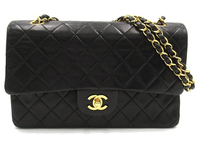 Sac à épaule à chaîne Chanel Matelassé Double Flap Cuir Noir  ref.1535045