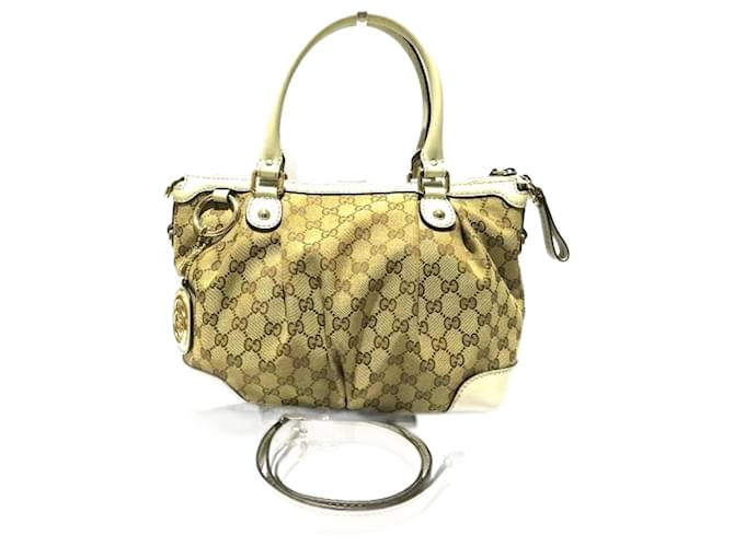 Borsa a mano Gucci Sukey in tela GG Bianco Beige  ref.1535059