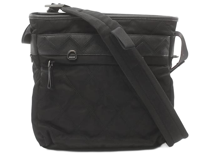 Saffiano Bolso de hombro de nylon negro Prada Cuero  ref.1535122