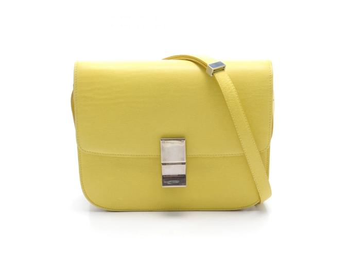 Céline Bolso de Hombro Celine Classic Box Amarillo Cuero  ref.1535224