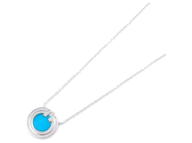 Colar de pingente em círculo turquesa Tiffany & Co. Azul Ouro branco  ref.1535267