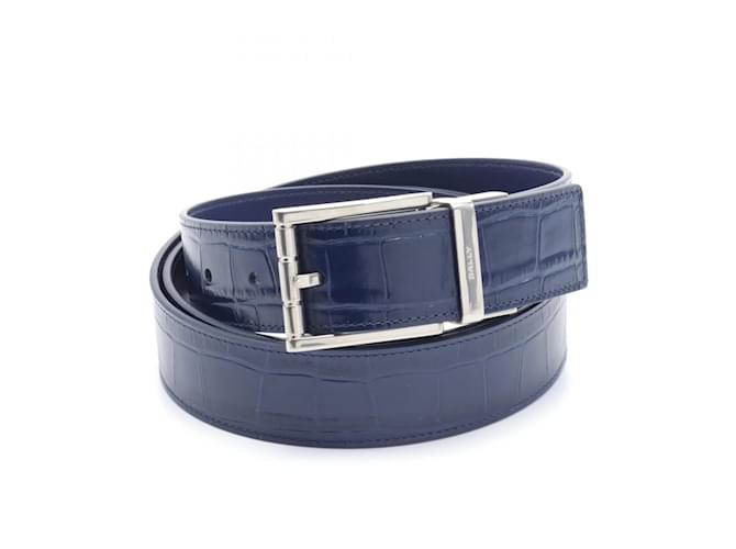 BALLY Men s Navy Leather Belt Navy blue ref.1535287 Joli Closet