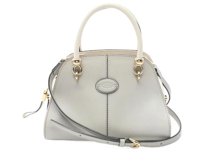 Bolsa de couro cinza e branco Tod's
