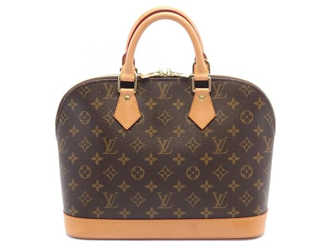 Bolso de mano Alma PM Monograma Louis Vuitton Castaño Cuero Charol Lienzo Plástico  ref.1535376