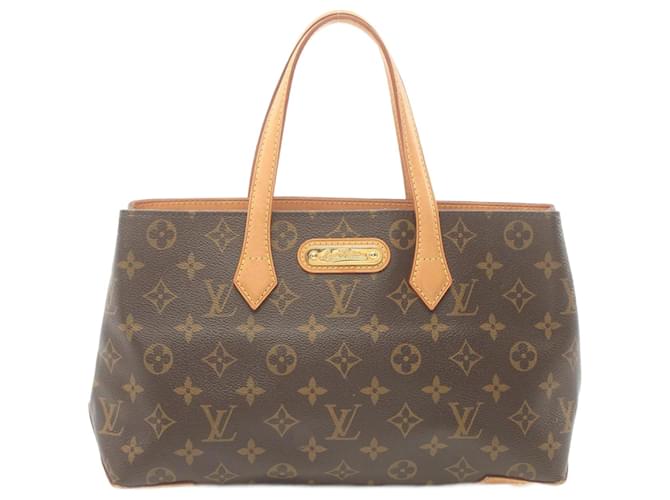 Bolsa de mão Monogram Wilshire PM Louis Vuitton Marrom Couro Lona Plástico  ref.1535465