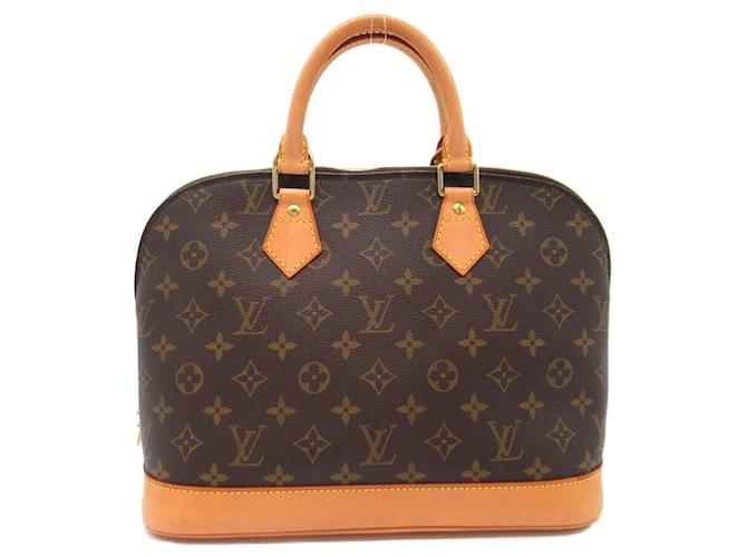 Louis Vuitton Alma Handbag Brown Patent leather Cloth Plastic  ref.1535468