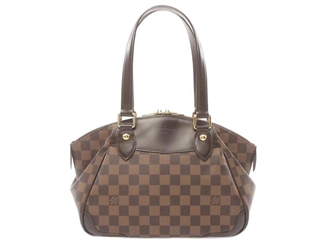 Bolsa de Ombro Louis Vuitton Verona PM Marrom Couro Lona Plástico  ref.1535469