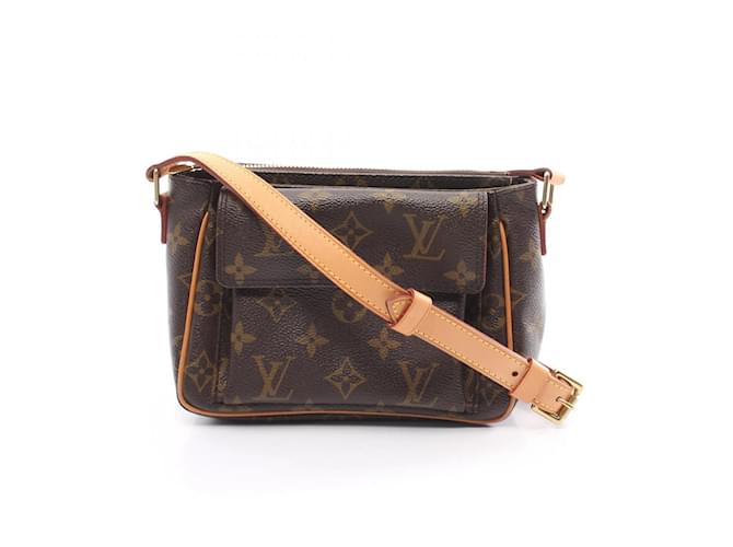 Bolsa de Ombro Monogram Vivacite PM da Louis Vuitton Marrom Couro Lona  ref.1535481