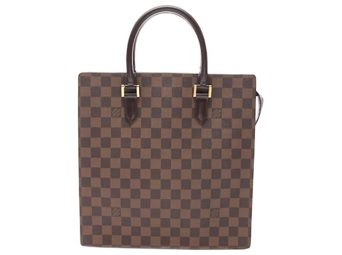 Bolsa tote Louis Vuitton Venice PM Damier Ebene Marrom Couro Lona Plástico  ref.1535496