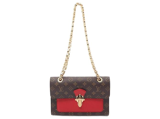 Bolsa de Ombro Victoire Monogram Cerise da Louis Vuitton Marrom Vermelho Couro Lona Plástico  ref.1535497