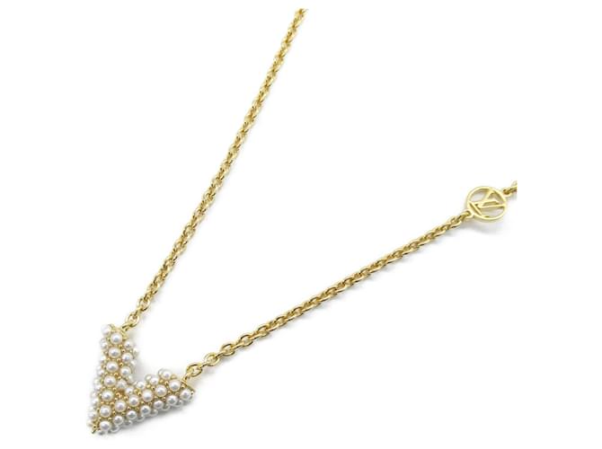 Collier Essentiel V en perles Louis Vuitton Blanc  ref.1535516