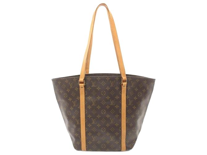 Bolsa Tote Monogram Louis Vuitton Marrom Couro Lona  ref.1535521