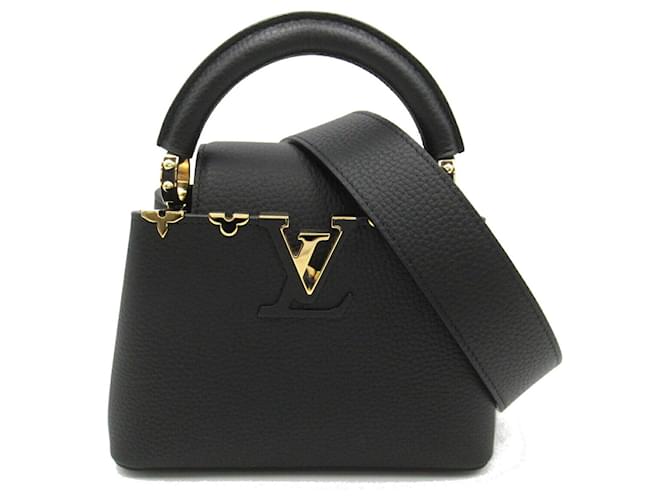 Louis Vuitton Capucines MINI 2way Shoulder Bag Black Monogram Leather  ref.1535530