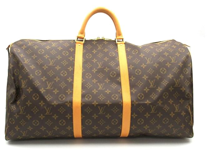 Bolsa Boston Keepall 60 Louis Vuitton Marrom Lona  ref.1535536