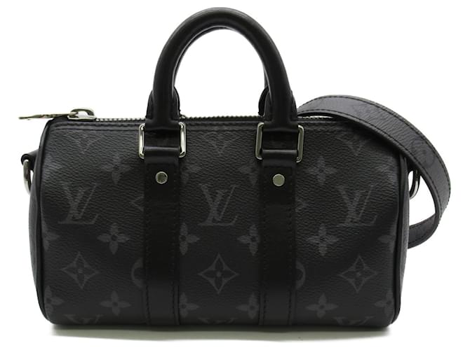 Bolsa Boston Keepall XS Louis Vuitton Preto Lona Plástico  ref.1535546