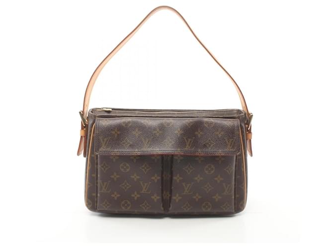 Louis Vuitton Vivacite GM Shoulder Bag Brown Leather Patent leather Cloth Plastic  ref.1535558