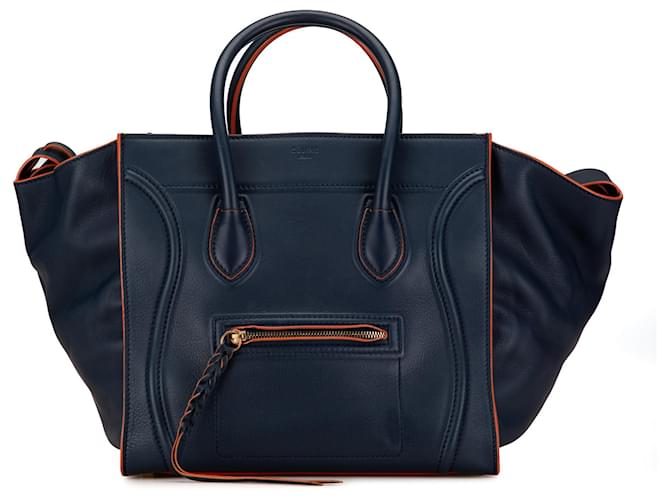 Céline Celine Bleu Moyen Phantom Luggage Cuir Veau façon poulain Bleu Marine  ref.1535573