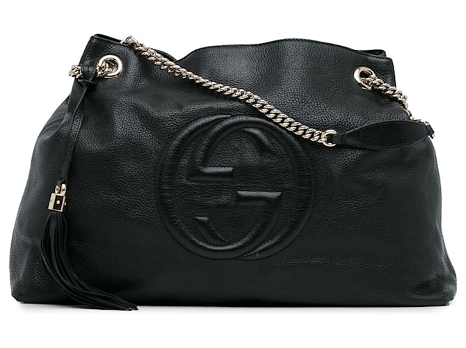 Bolsa Gucci Black Large Soho Chain Preto Couro Bezerro-como bezerro  ref.1535593