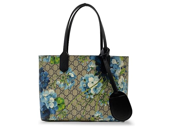 Tote réversible Gucci Brown Small GG Supreme Blooms Veau façon poulain Tissu Marron Beige  ref.1535634