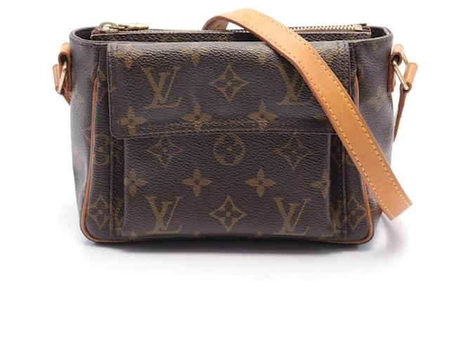 Bolsa de Ombro Vivacite PM Louis Vuitton Marrom Monograma Couro Lona  ref.1535692