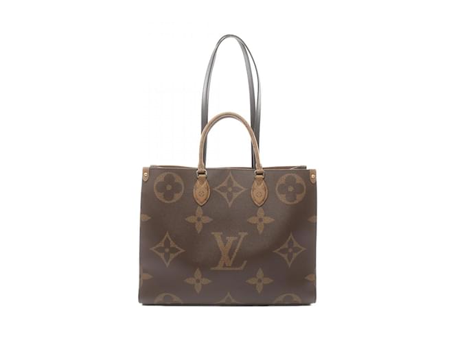 Bolsa de Ombro Louis Vuitton On the Go GM Monograma Gigante Reverso Marrom Couro Lona  ref.1535709