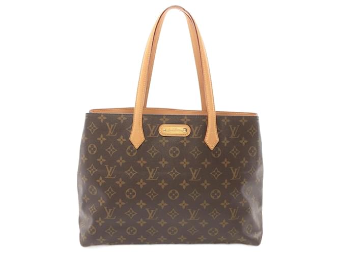 Bolsa Tote Monogram Wilshire MM da Louis Vuitton Marrom Monograma Couro envernizado  ref.1535721