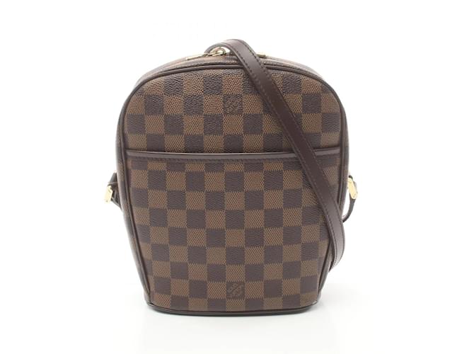 Bolsa de Ombro Louis Vuitton Ipanema PM Damier Ebene Marrom Couro Lona  ref.1535724