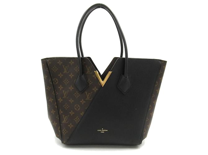 Bolsa Tote Kimono MM Louis Vuitton Marrom Preto Couro Lona  ref.1535751