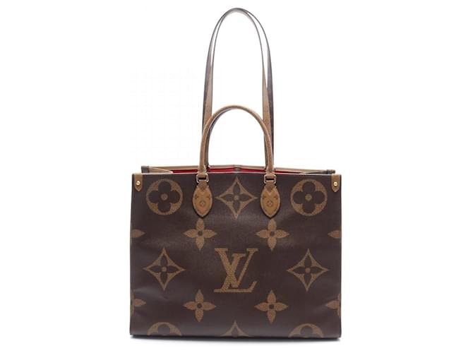 Louis Vuitton On the Go GM Monogram Giant Reverse Tote Bag Brown Beige Cloth  ref.1535781