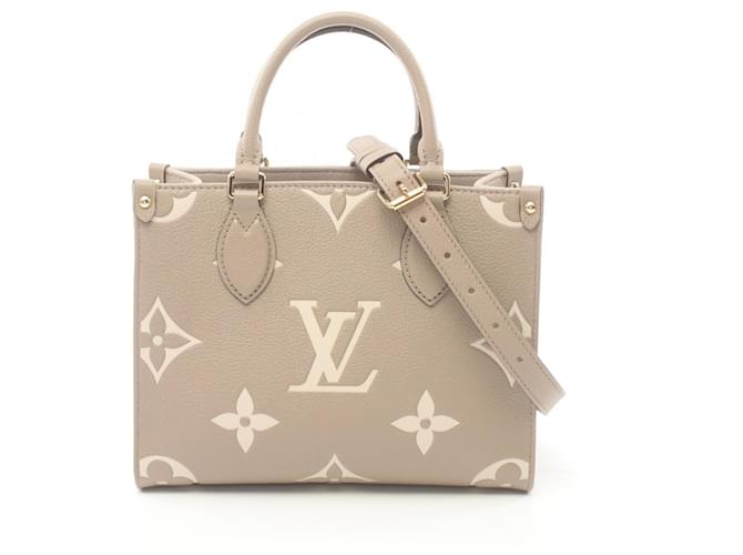 Bolsa On the Go PM Louis Vuitton Bege Cinza Cru Lona  ref.1535800