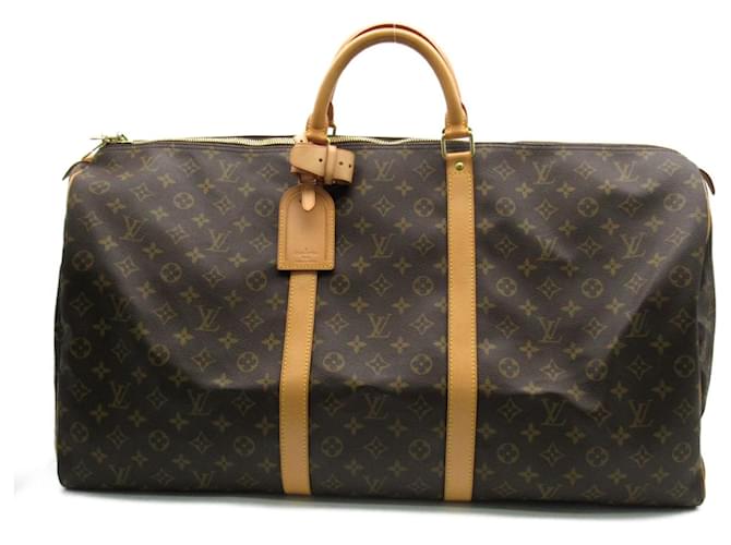 Bolsa Boston Keepall 60 Louis Vuitton Marrom Lona  ref.1535814