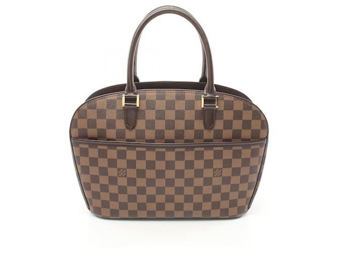 Bolsa Louis Vuitton Saria Horizontal Damier Ebene Marrom Couro Lona  ref.1535816