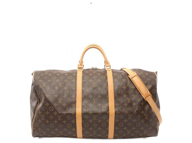 Bolsa Boston Keepall Bandoulière 60 da Louis Vuitton Marrom Lona  ref.1535820