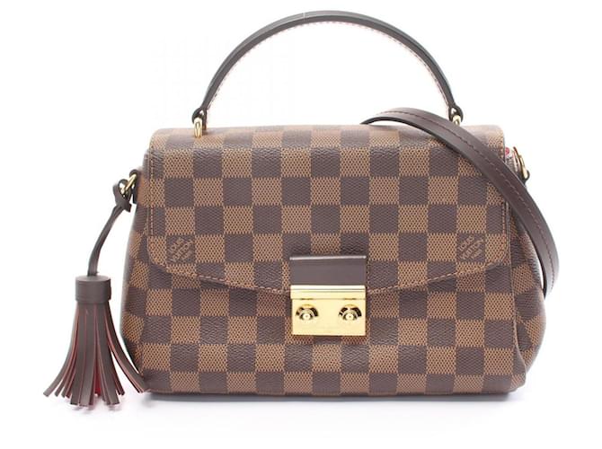 Louis Vuitton Croisette Damier Ebene Handbag Brown Leather Cloth  ref.1535826