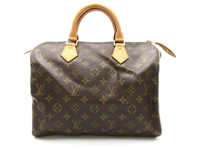 Bolso Louis Vuitton Speedy 30 Castaño Charol Lienzo Plástico  ref.1535840