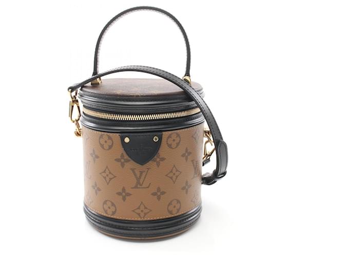 Sac à main Louis Vuitton Cannes Monogram Reverse Cuir Toile Marron Noir  ref.1535856